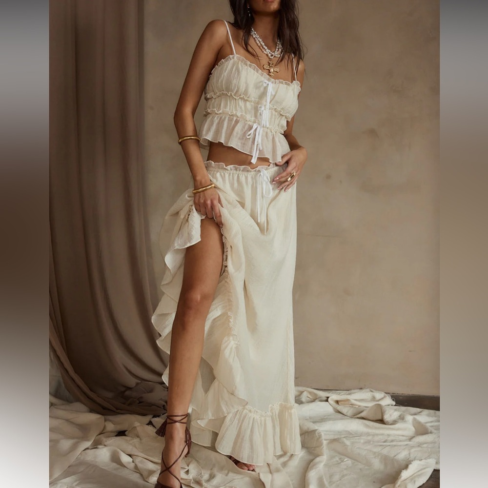 NWT 12th Tribe Dahlia Baby Yellow Maxi Skirt & Tank Size S